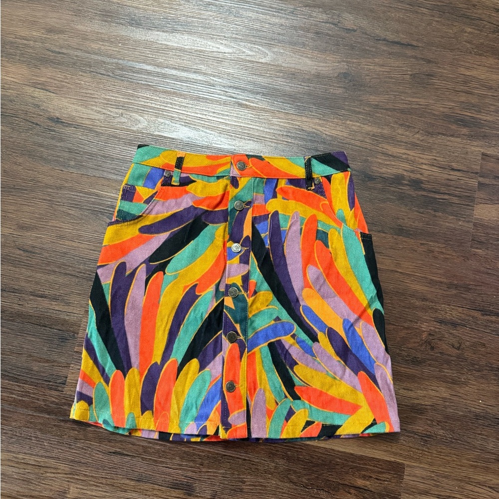 Colorful Button-Front Skirt